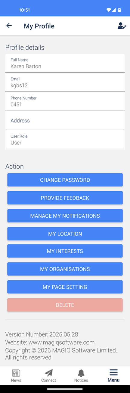 account page
